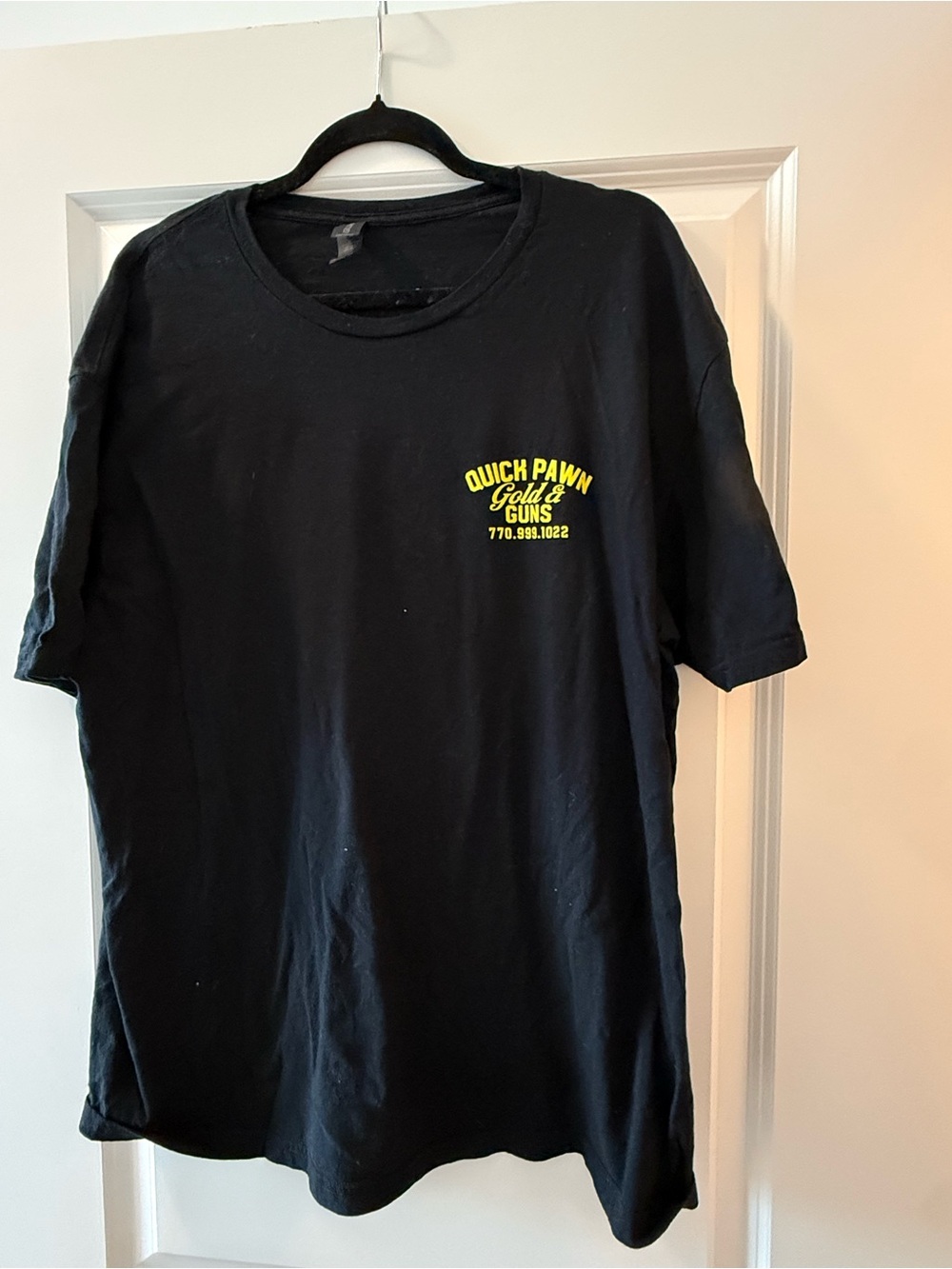 Gildan Black Short Sleeve Tee with Yellow Chest Graphic